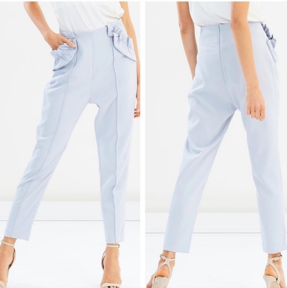 Elliatt Harmony Pintuck Ruffle Pocket High Waist Slim Straight Ankle Pants - Picture 14 of 14